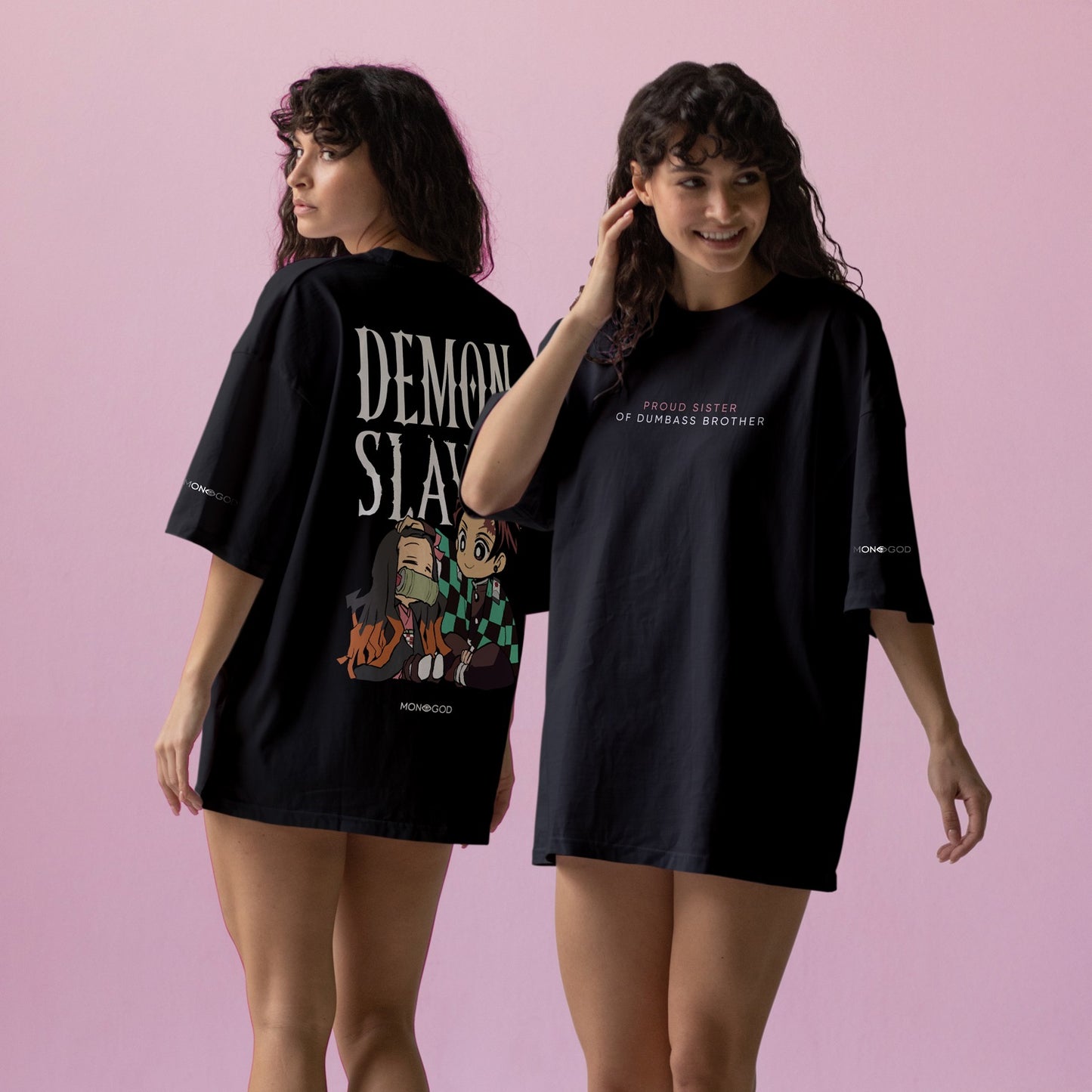 demon slayer movie oversized tshirt black in color