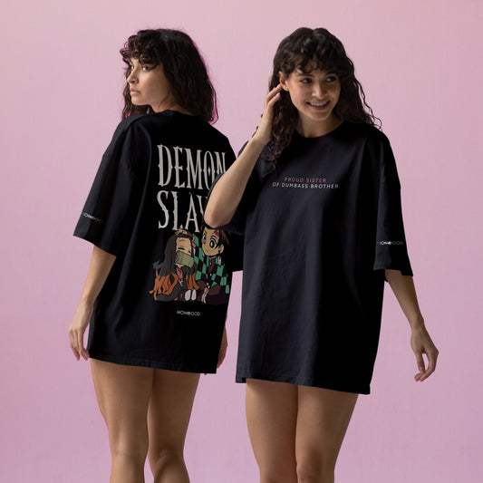demon slayer movie oversized tshirt black in color